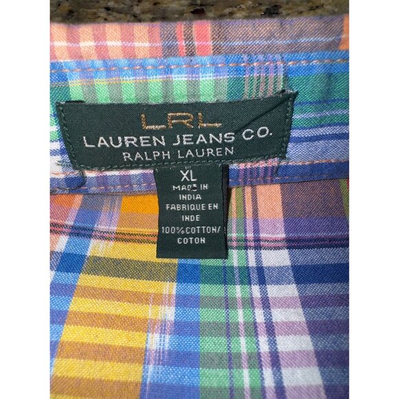 LRL Lauren Jeans Company Plaid Button-Up Shirt Cotton XL Preppy Old Money Cottag - Picture 5 of 10